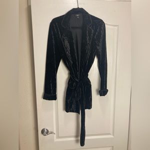 Mossimo Black Crushed Velvet Blazer with Tie Belt,Size M,Quite Luxury,Formal.